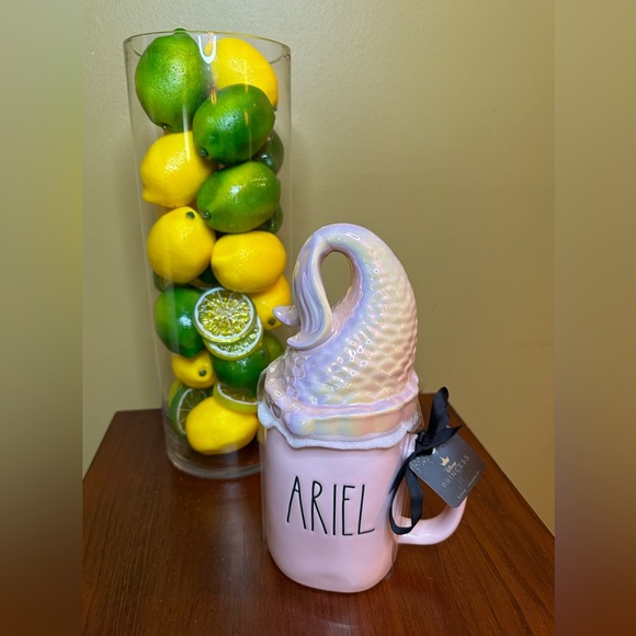 Rae Dunn Ariel …Double Sided Mug - With Mermaid Iridescent Topper - N w/o T - Picture 1 of 8